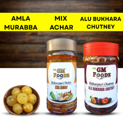 Amla Murabba, Mix & Alu Bukhara Chutney