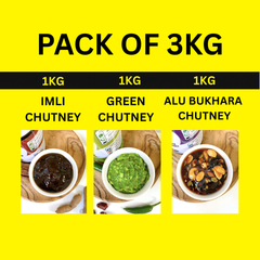 Alu Bukhara, Green Chutney, Imli Chutney
