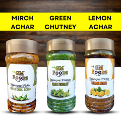 Mirch, Green Chutney & Lemon Achar